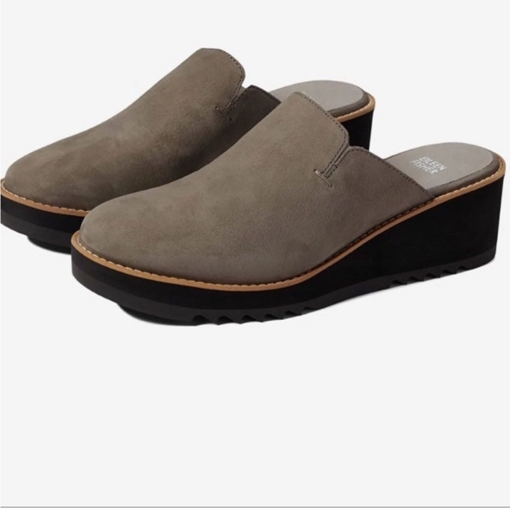 Eileen Fisher Loti Suede Wedge Slip On Mules